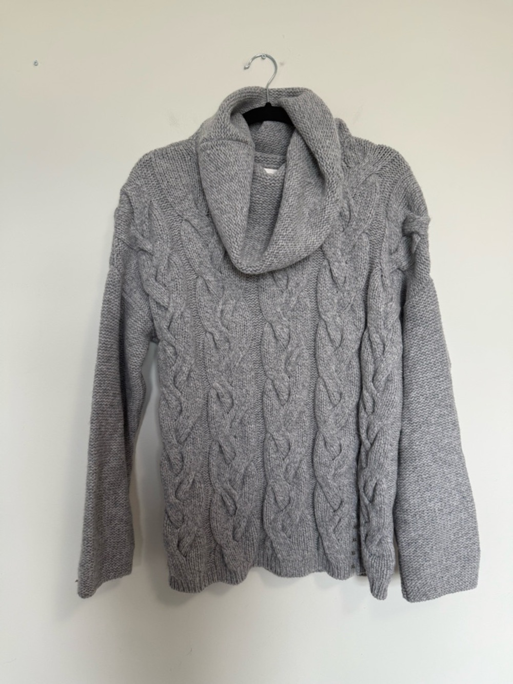 Blarney Woollen Mills Fisherman out of Ireland Aran Cableknit Sweater Gray XL